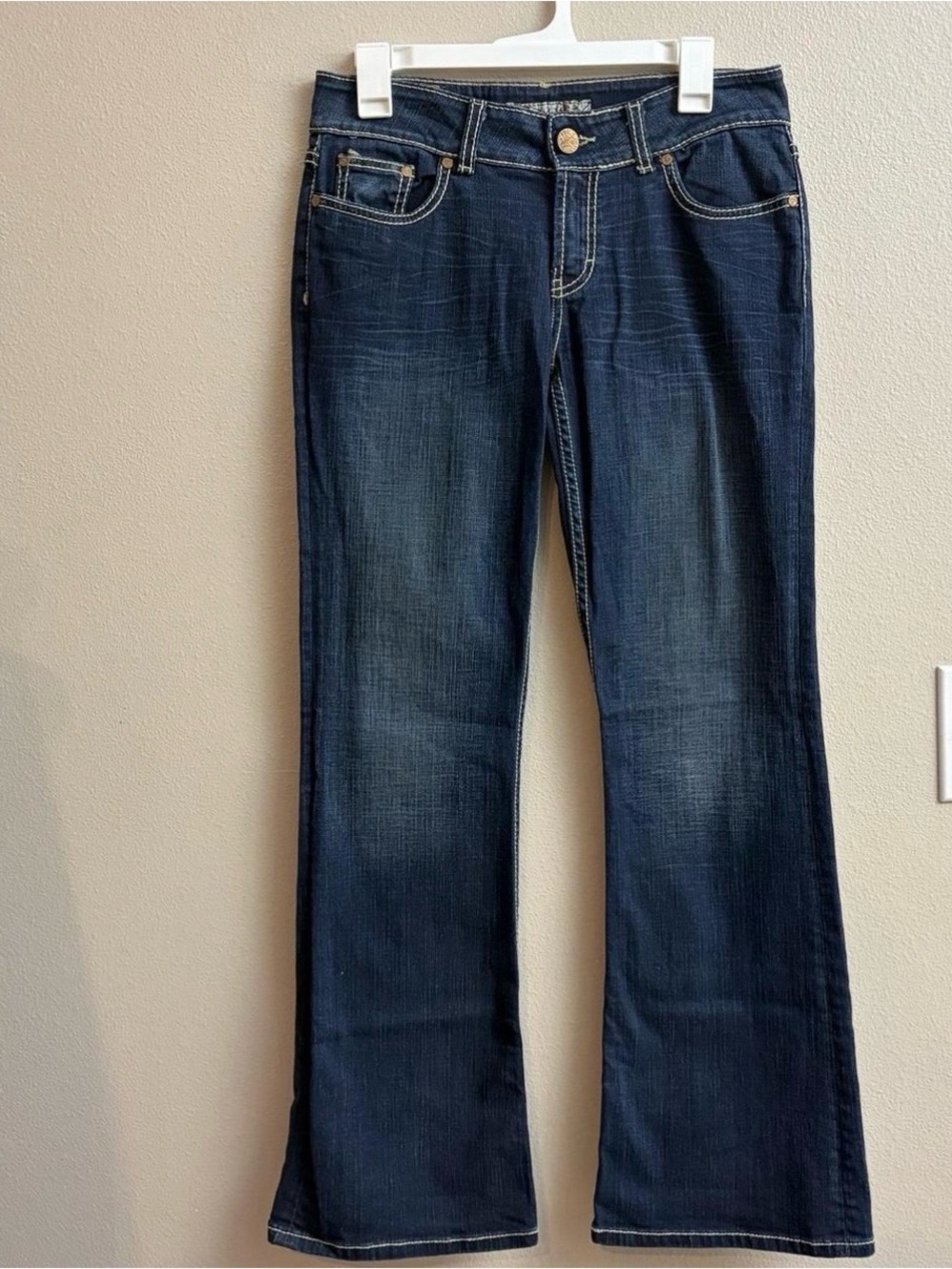 BKE Dark Blue Flare Jeans with Contrast Stitching